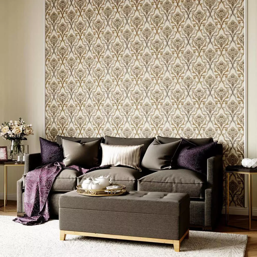 Ivory Royale Damask Wallpaper Texture Texture_0