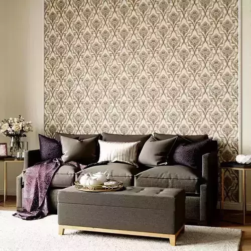 Ivory Royale Damask Wallpaper Texture 