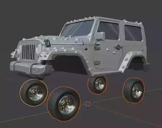 Jeep and tyres are seperated