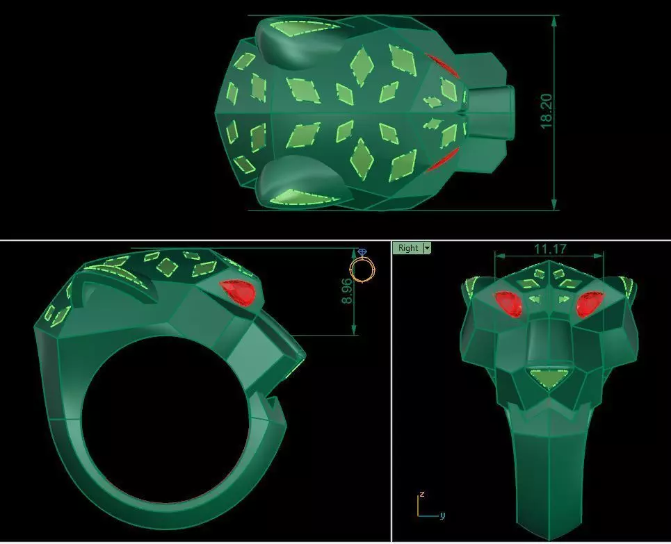 Panther de Ring size US 7 3D print model_1