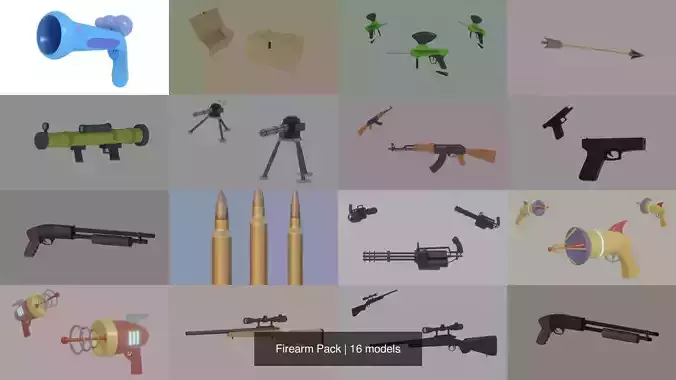Firearm Pack 3D Model Collection