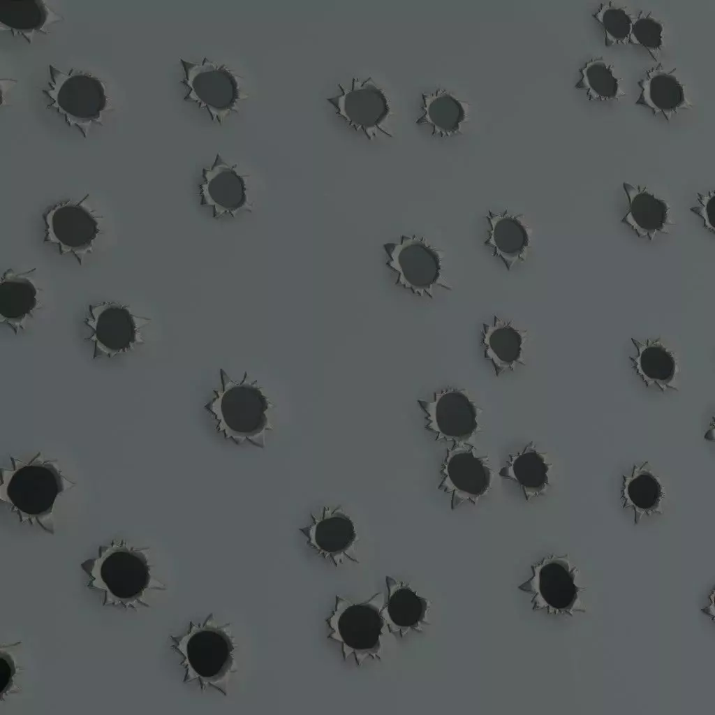 Multiple Bullet Hole Damage Surface PBR Seamless Texture_3