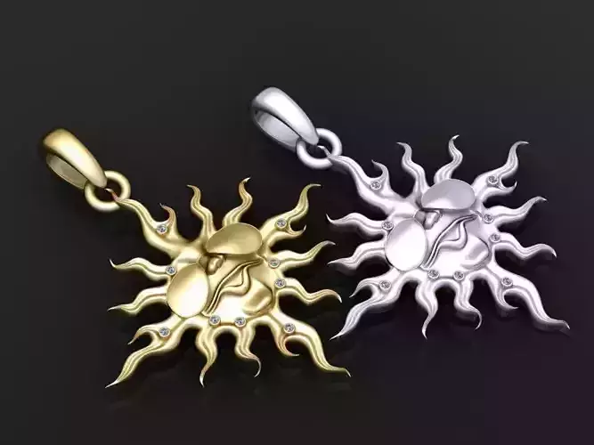  SUN GOLD PENDANT 3D PRINTABLE MODEL 