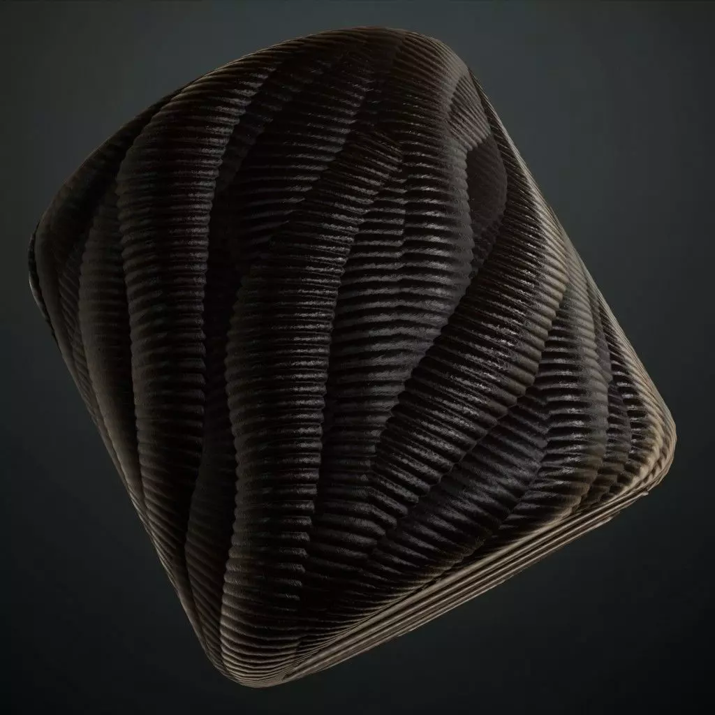 Sci-fi Dark Corrugated Hose PBR Seamless Texture_1