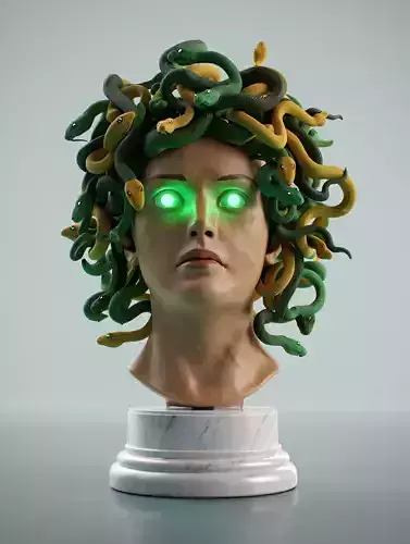 2519  Medusa Gorgon Head  Color  3D Model   magic