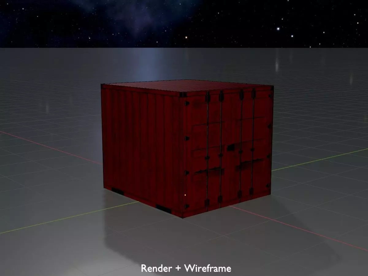 Storage container traffic red 6ft Low-poly 3D model_8