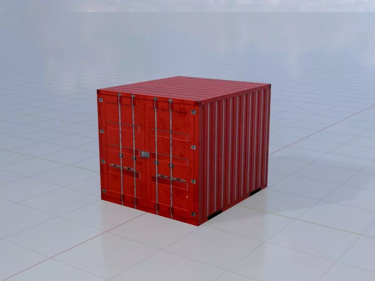 Storage container traffic red 6ft Low-poly 3D model_3