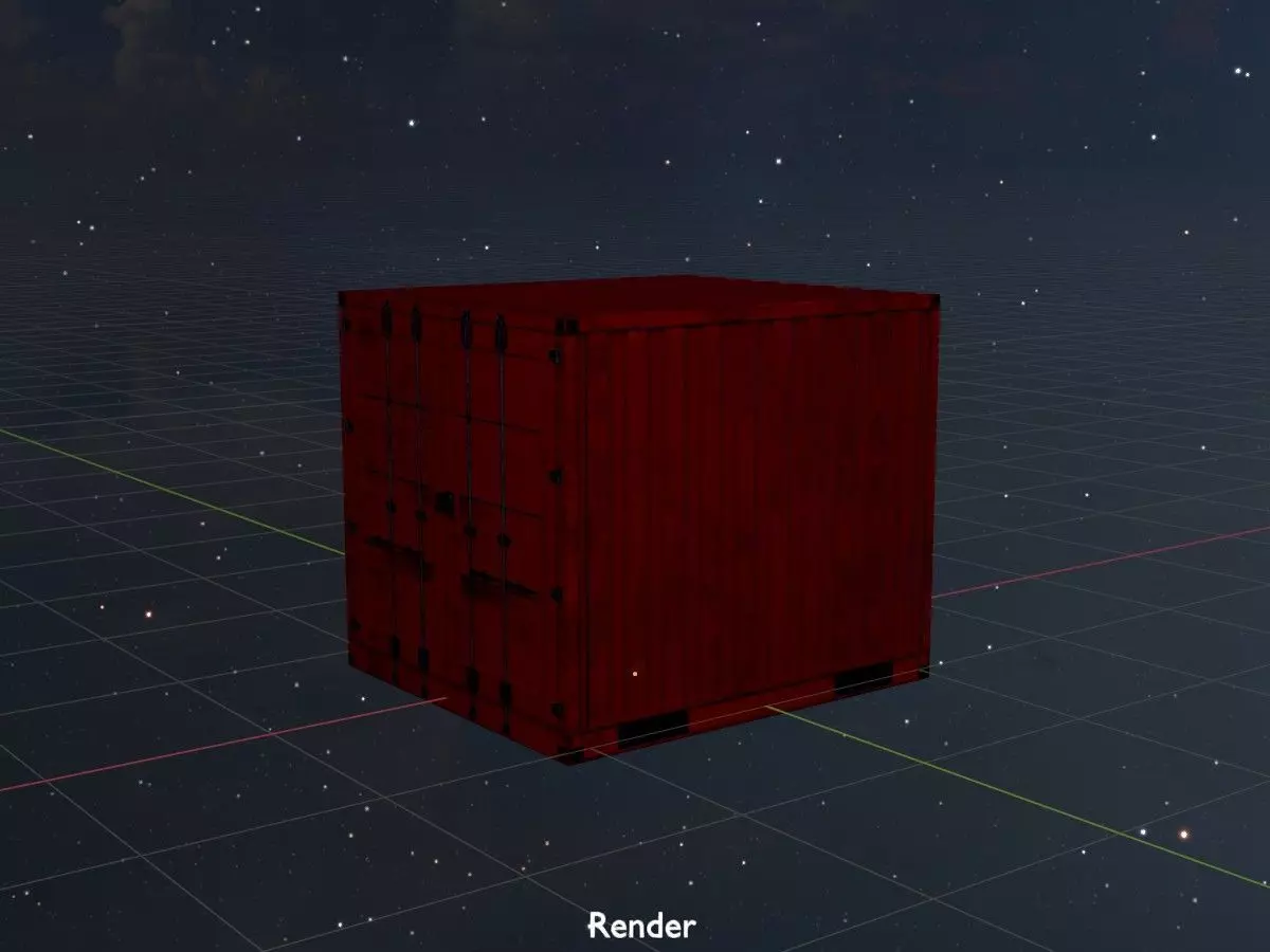 Storage container traffic red 6ft Low-poly 3D model_21