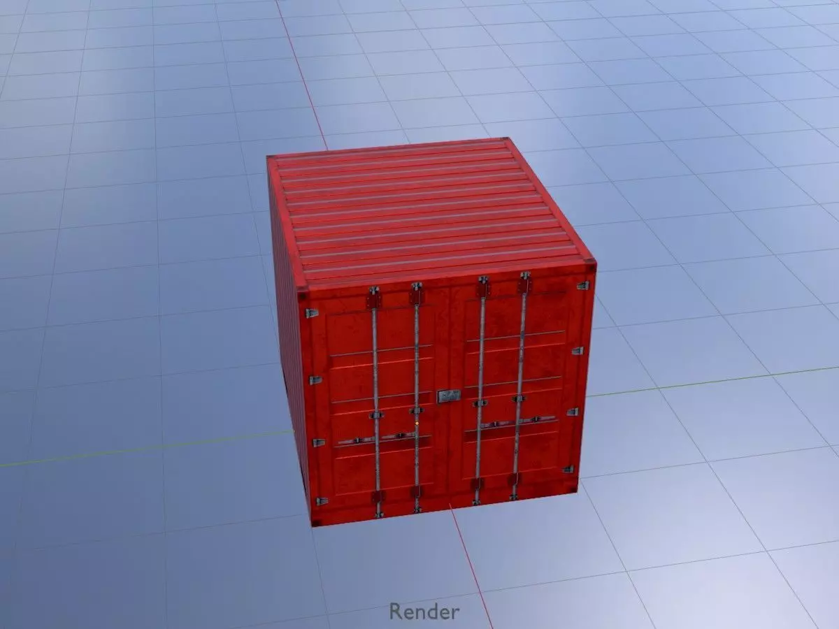 Storage container traffic red 6ft Low-poly 3D model_19