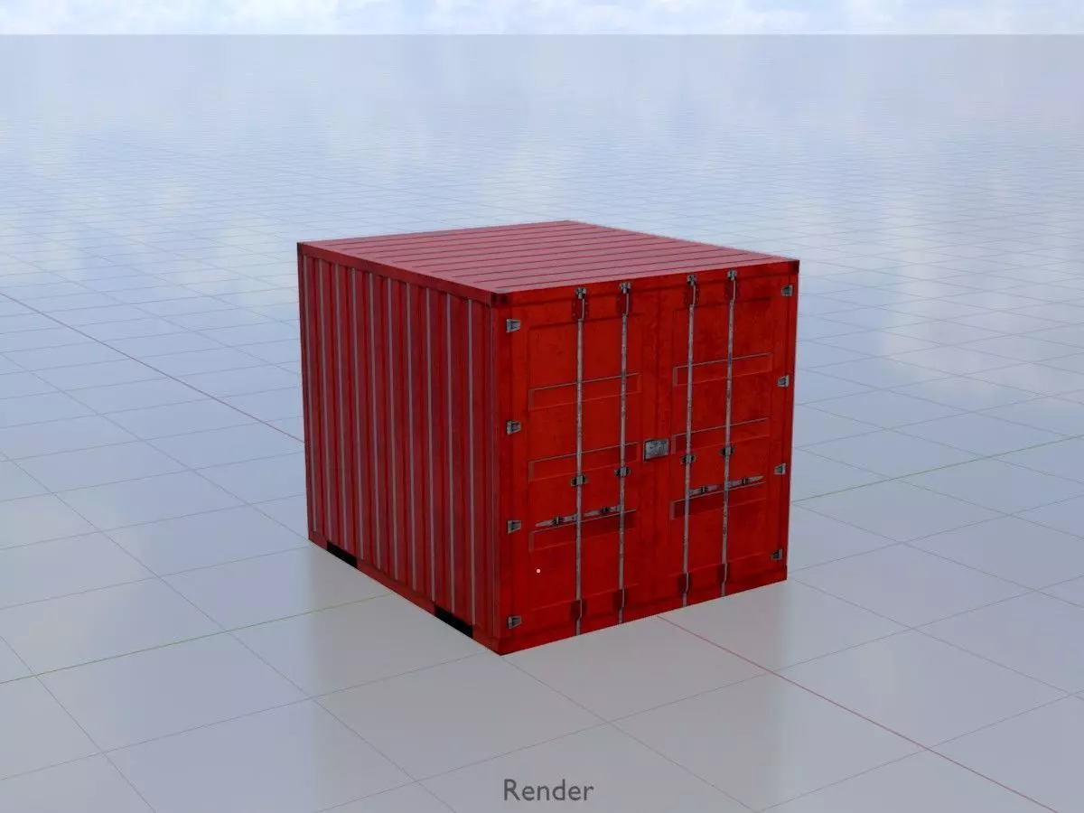 Storage container traffic red 6ft Low-poly 3D model_14