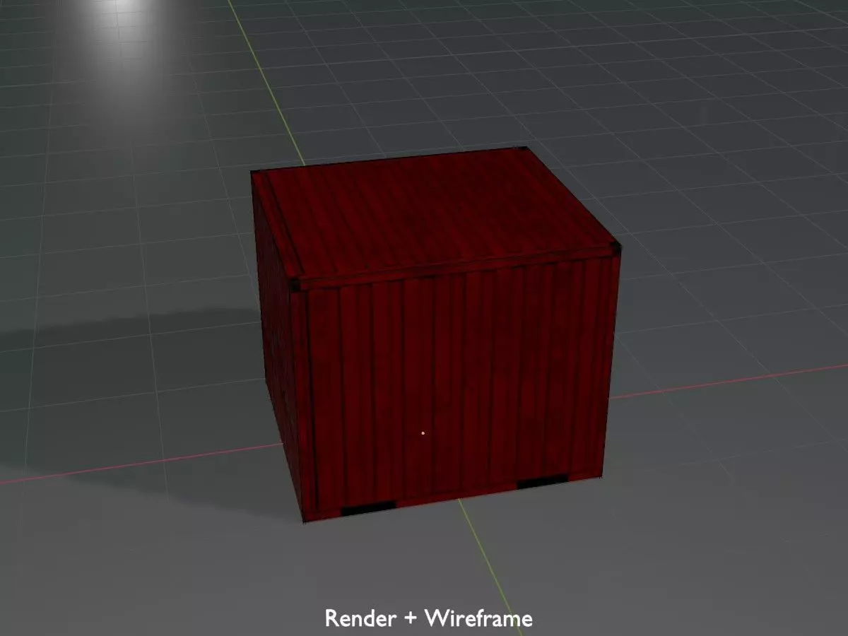 Storage container traffic red 6ft Low-poly 3D model_9