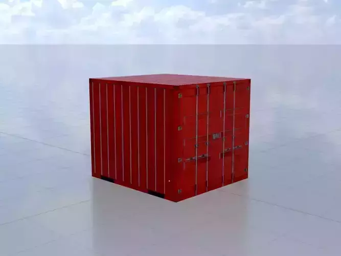Storage container traffic red 6ft Low-poly 3D model