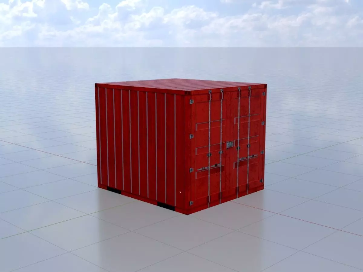 Storage container traffic red 6ft Low-poly 3D model_0