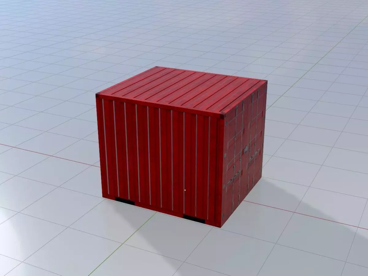 Storage container traffic red 6ft Low-poly 3D model_4