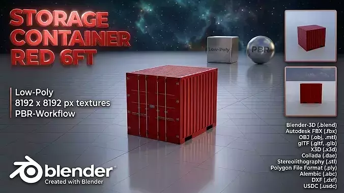 Storage container traffic red 6ft