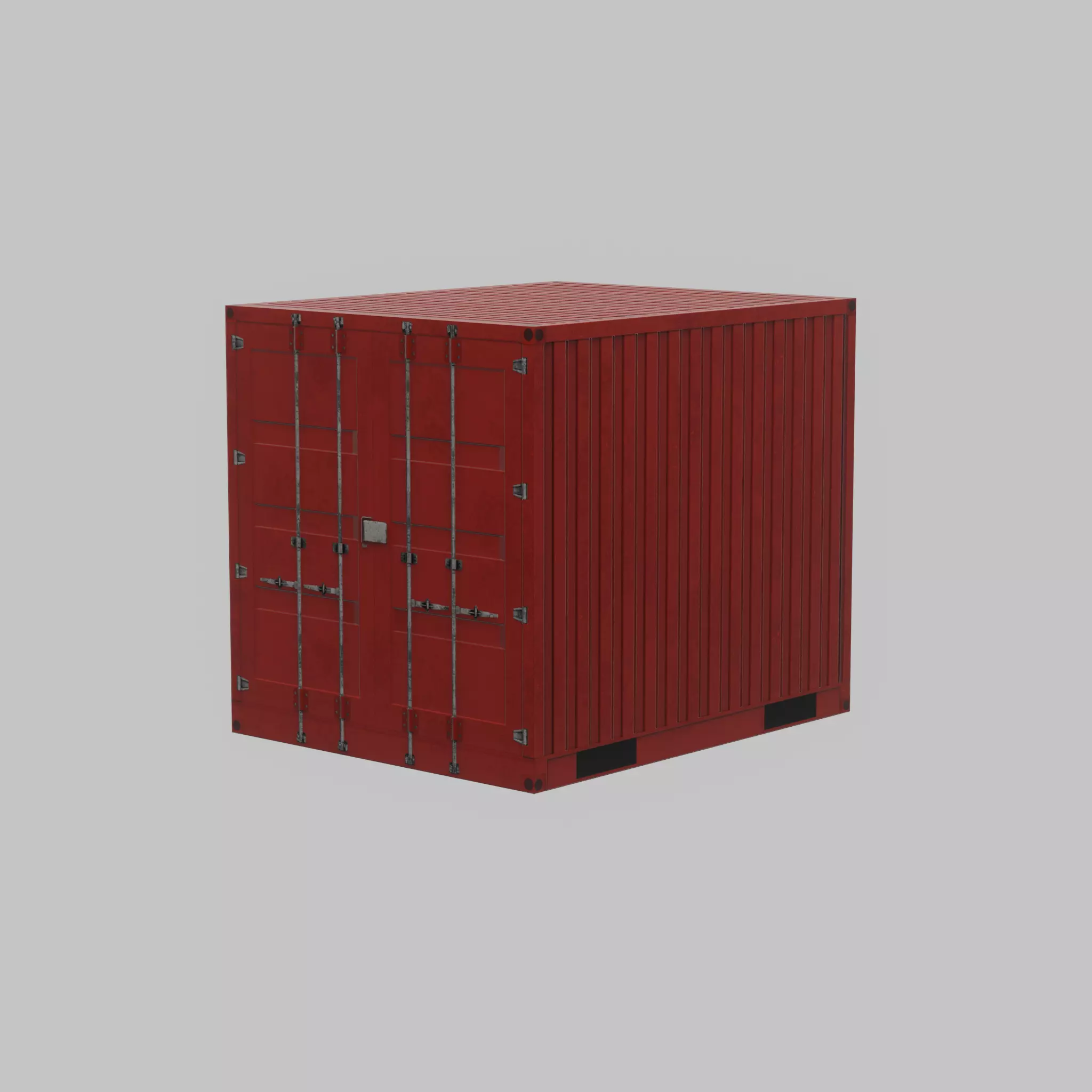 Shipping-cargo-Container traffic red 10ft Low-poly 3D model_63