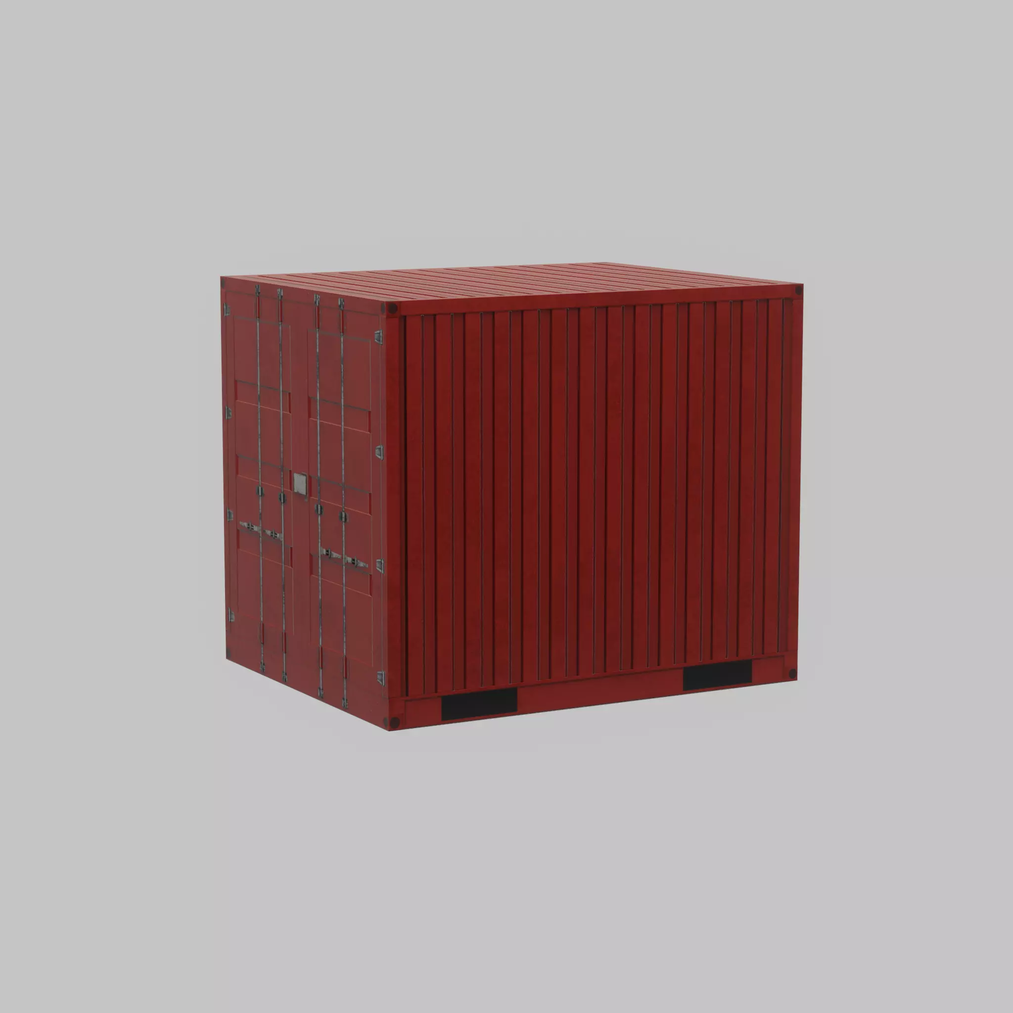 Shipping-cargo-Container traffic red 10ft Low-poly 3D model_37