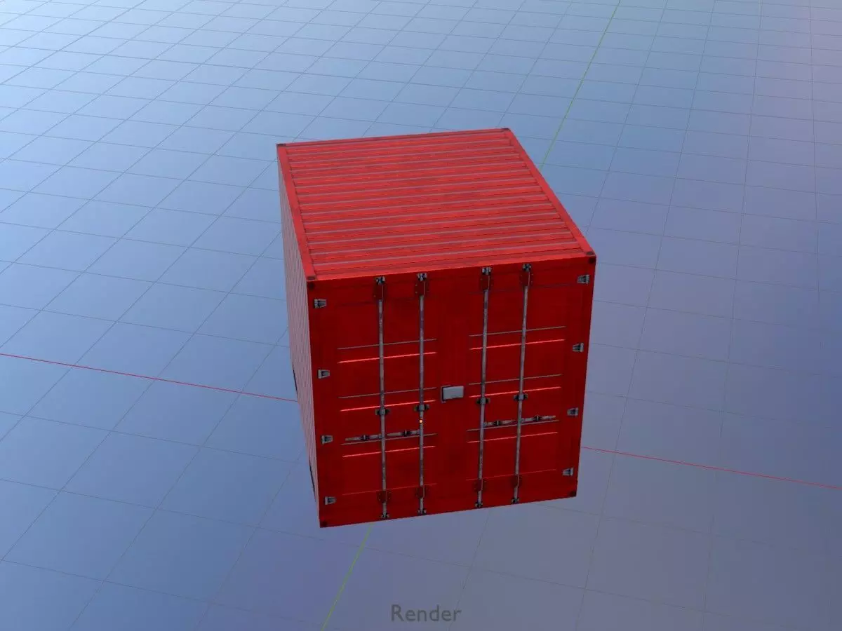 Shipping-cargo-Container traffic red 10ft Low-poly 3D model_20