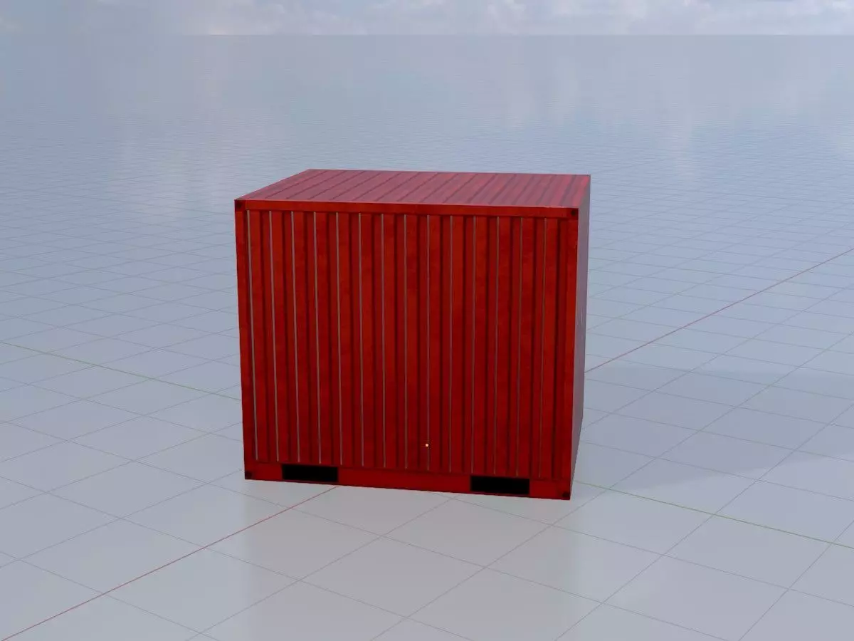 Shipping-cargo-Container traffic red 10ft Low-poly 3D model_3