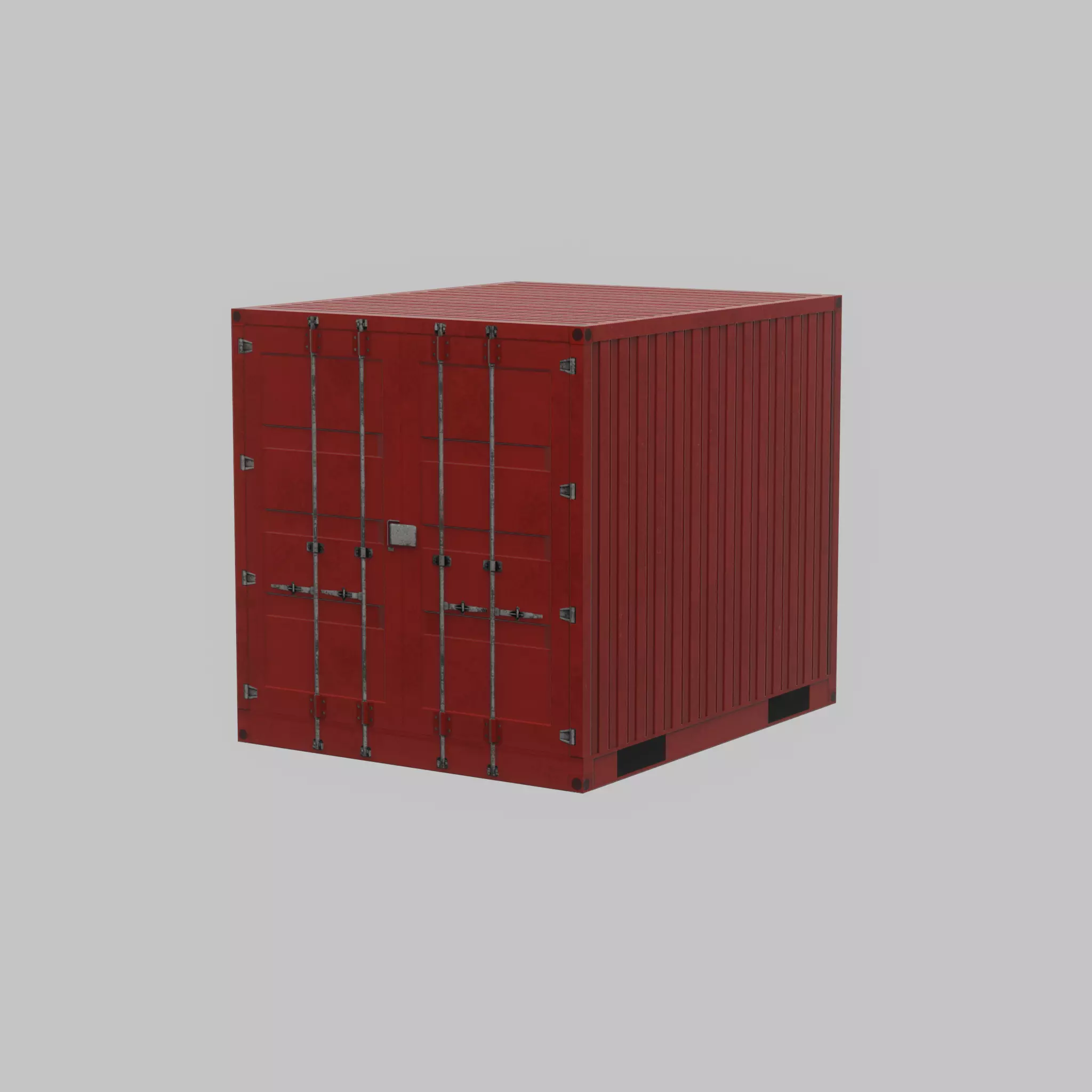 Shipping-cargo-Container traffic red 10ft Low-poly 3D model_57