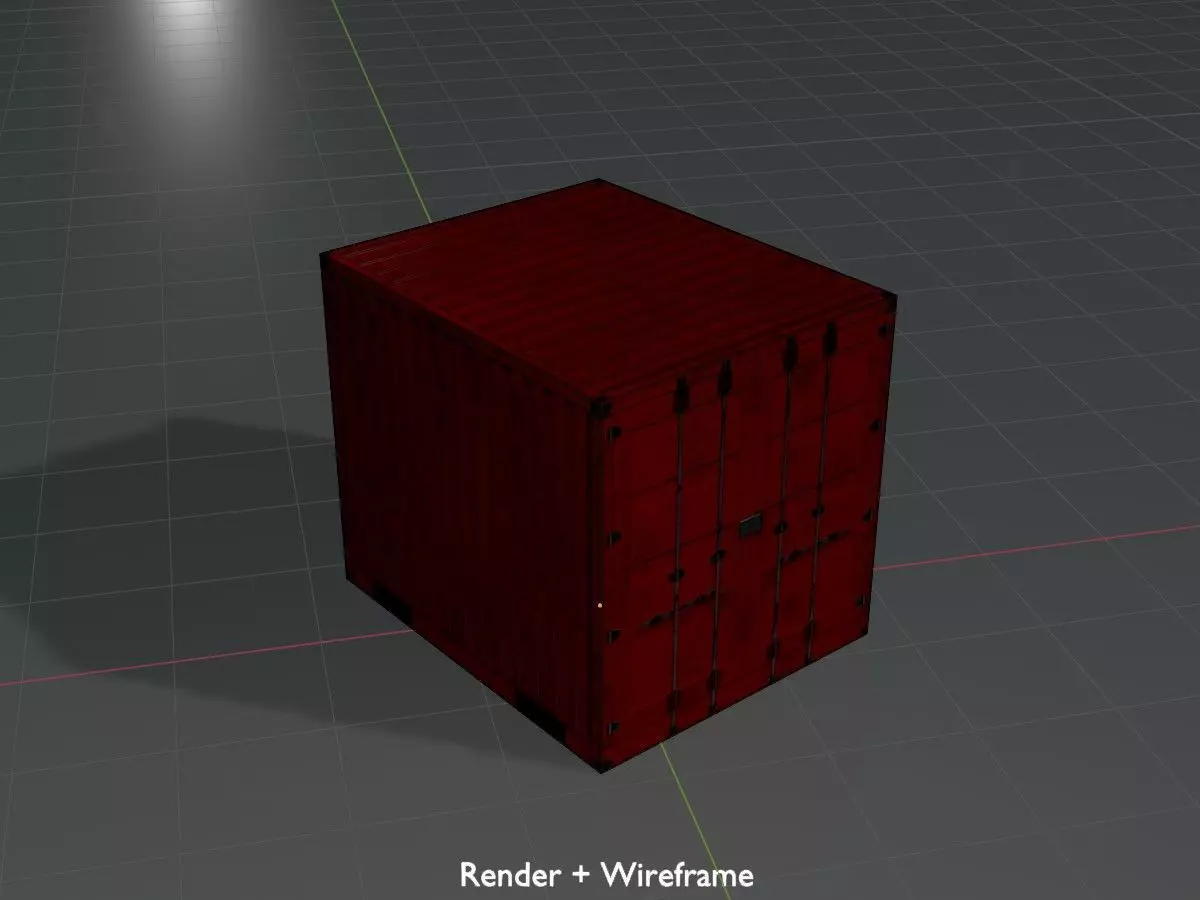 Shipping-cargo-Container traffic red 10ft Low-poly 3D model_9