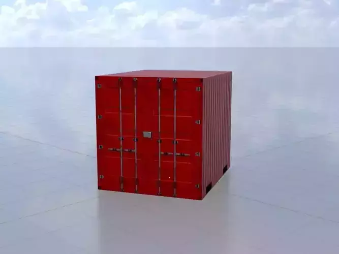 Shipping-cargo-Container traffic red 10ft Low-poly 3D model