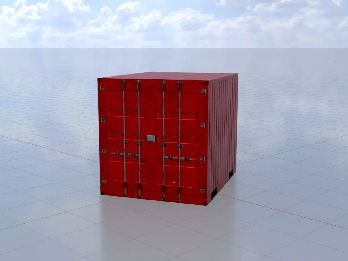 Shipping-cargo-Container traffic red 10ft Low-poly 3D model_0