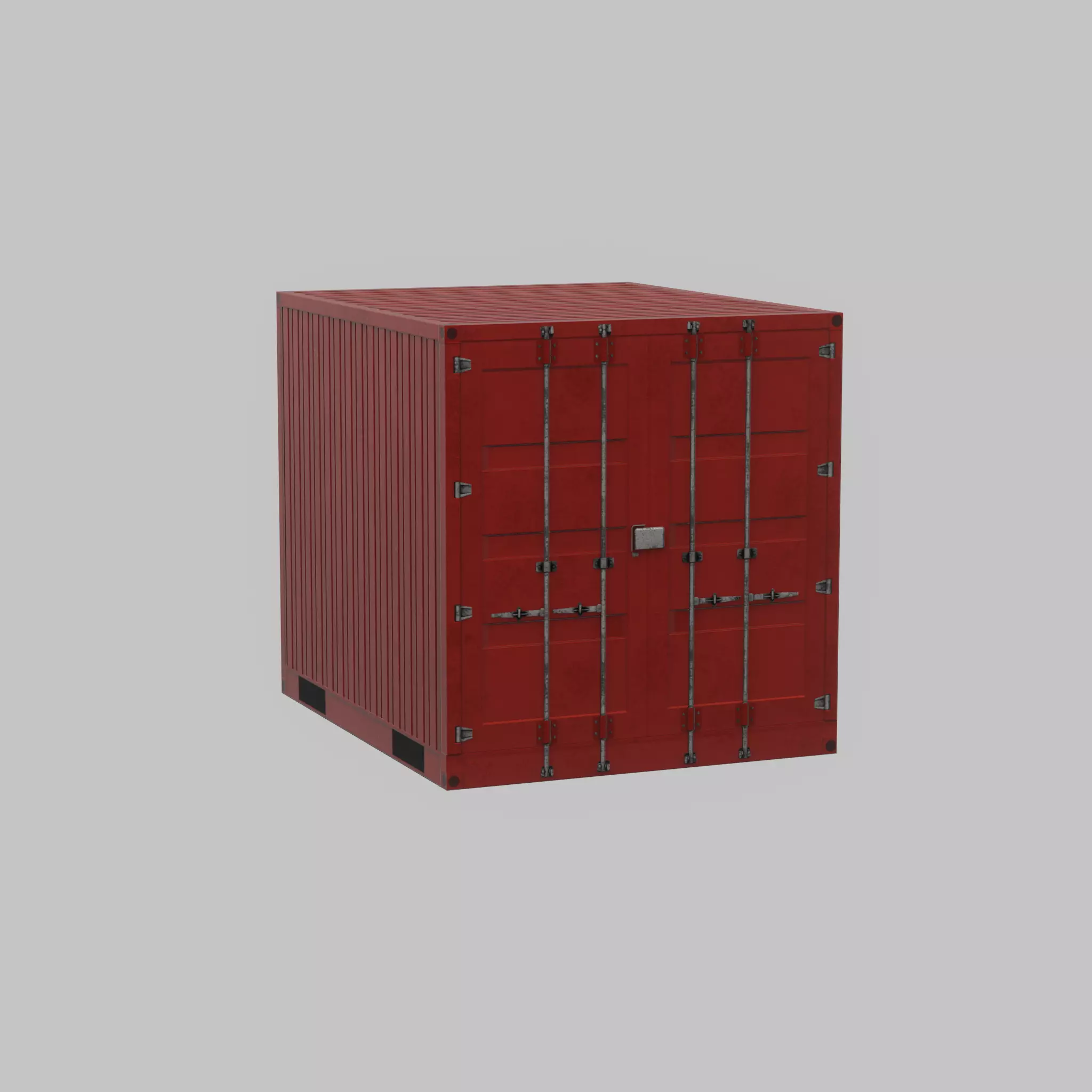 Shipping-cargo-Container traffic red 10ft Low-poly 3D model_40