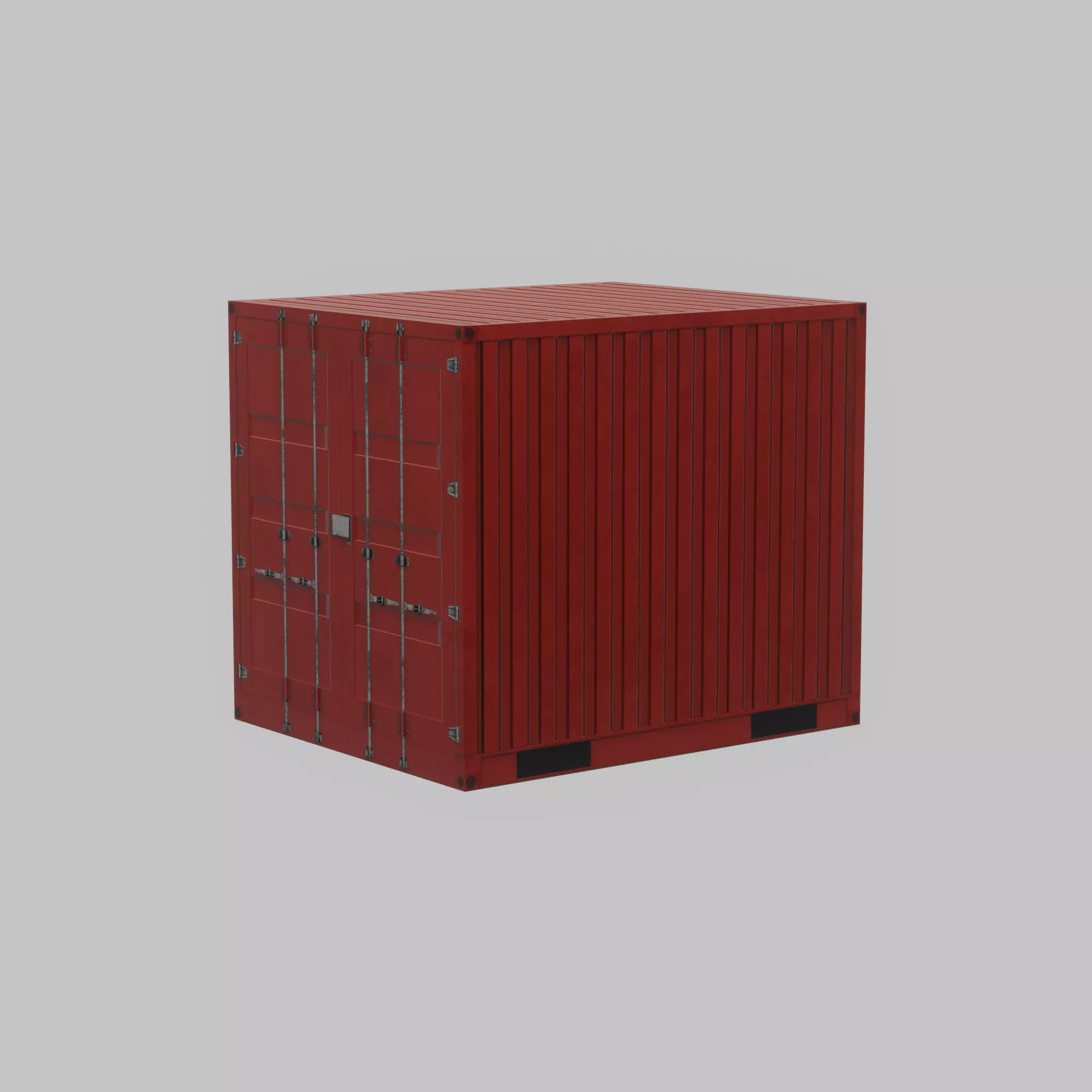 Shipping-cargo-Container traffic red 10ft Low-poly 3D model_60