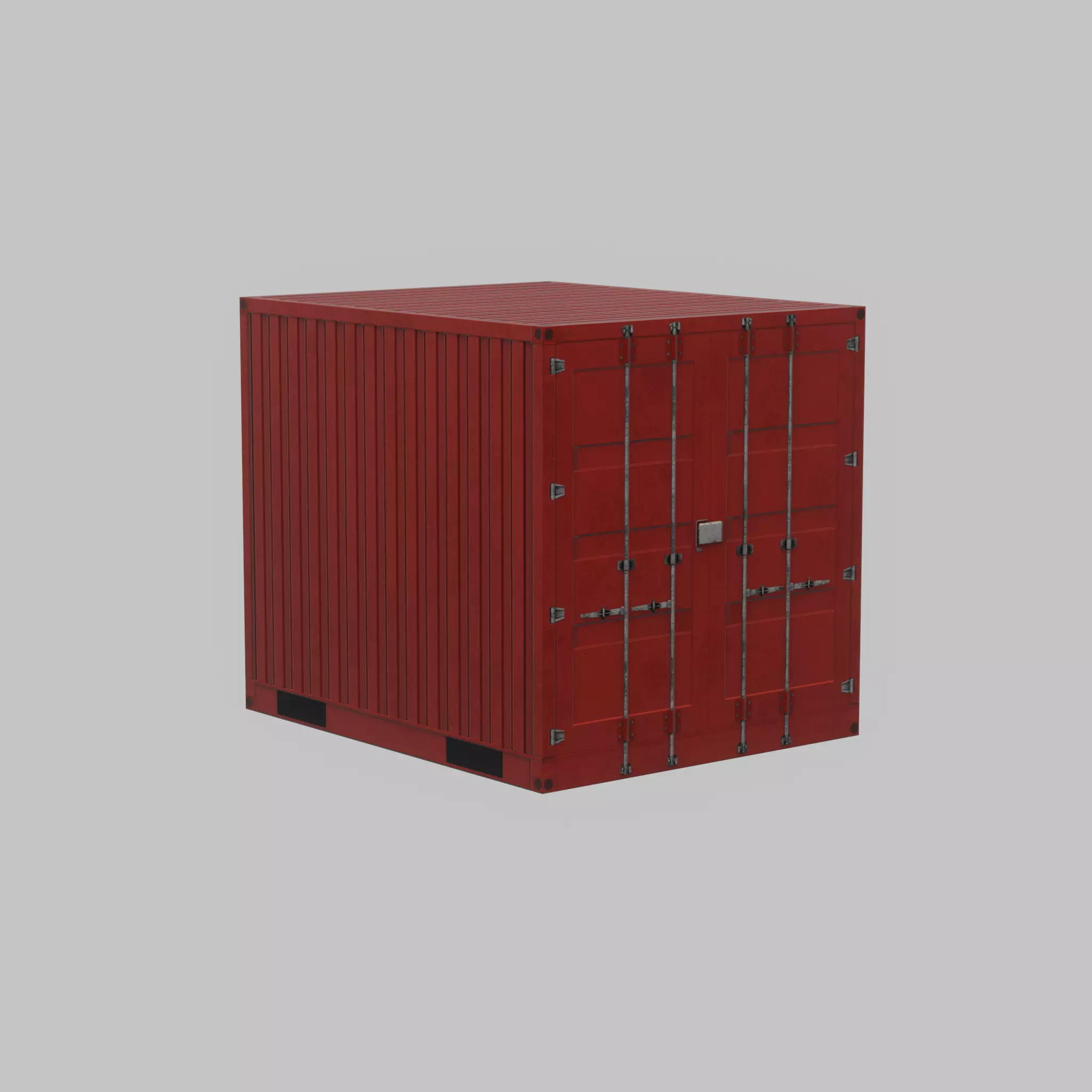Shipping-cargo-Container traffic red 10ft Low-poly 3D model_54