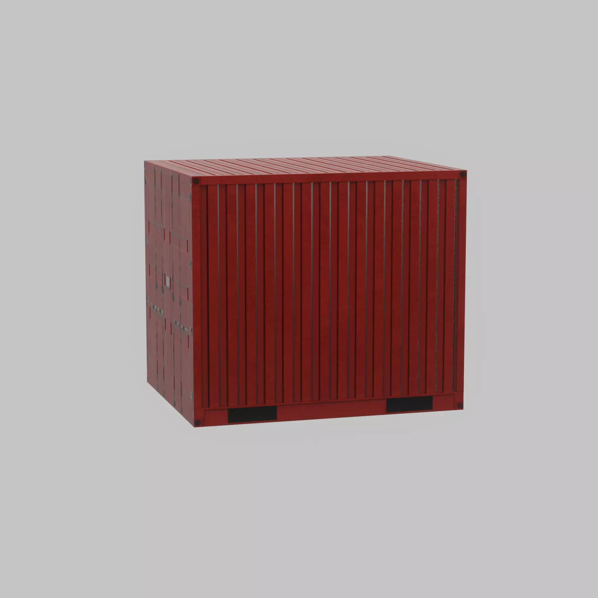 Shipping-cargo-Container traffic red 10ft Low-poly 3D model_47