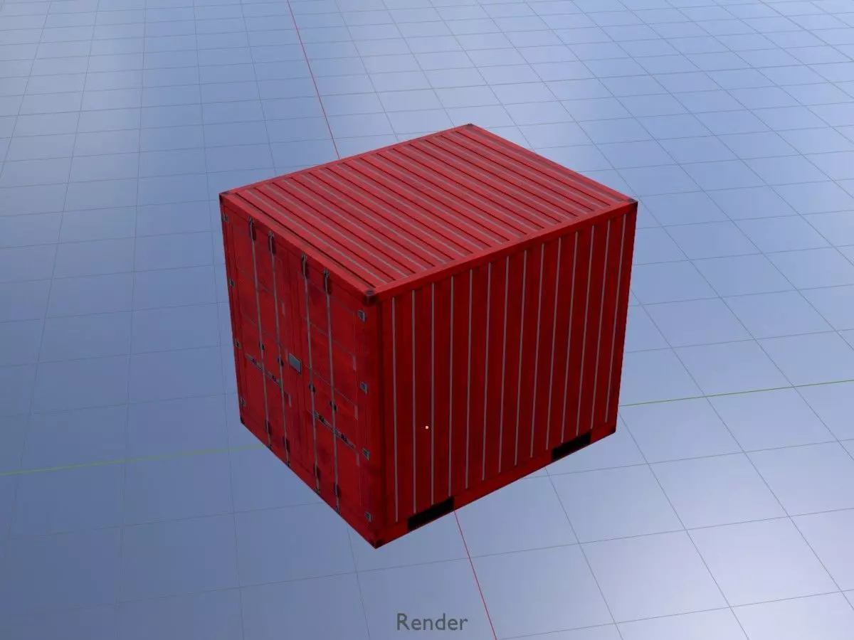 Shipping-cargo-Container traffic red 10ft Low-poly 3D model_19