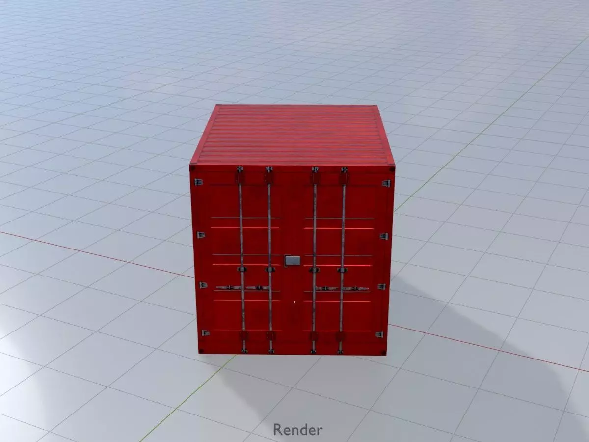 Shipping-cargo-Container traffic red 10ft Low-poly 3D model_16
