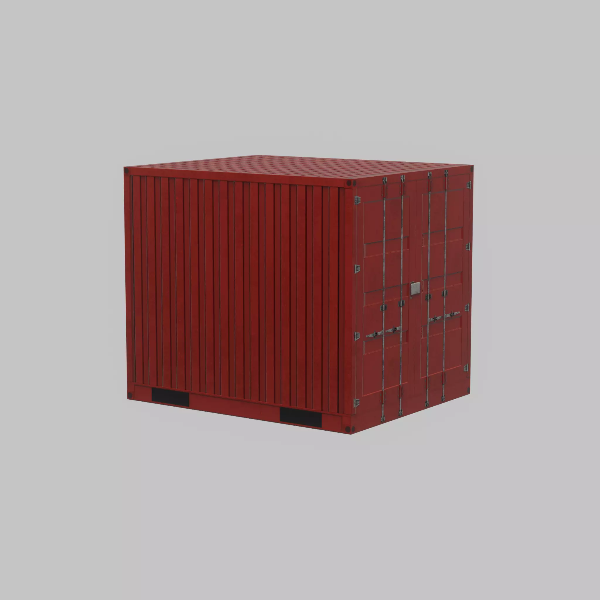 Shipping-cargo-Container traffic red 10ft Low-poly 3D model_32