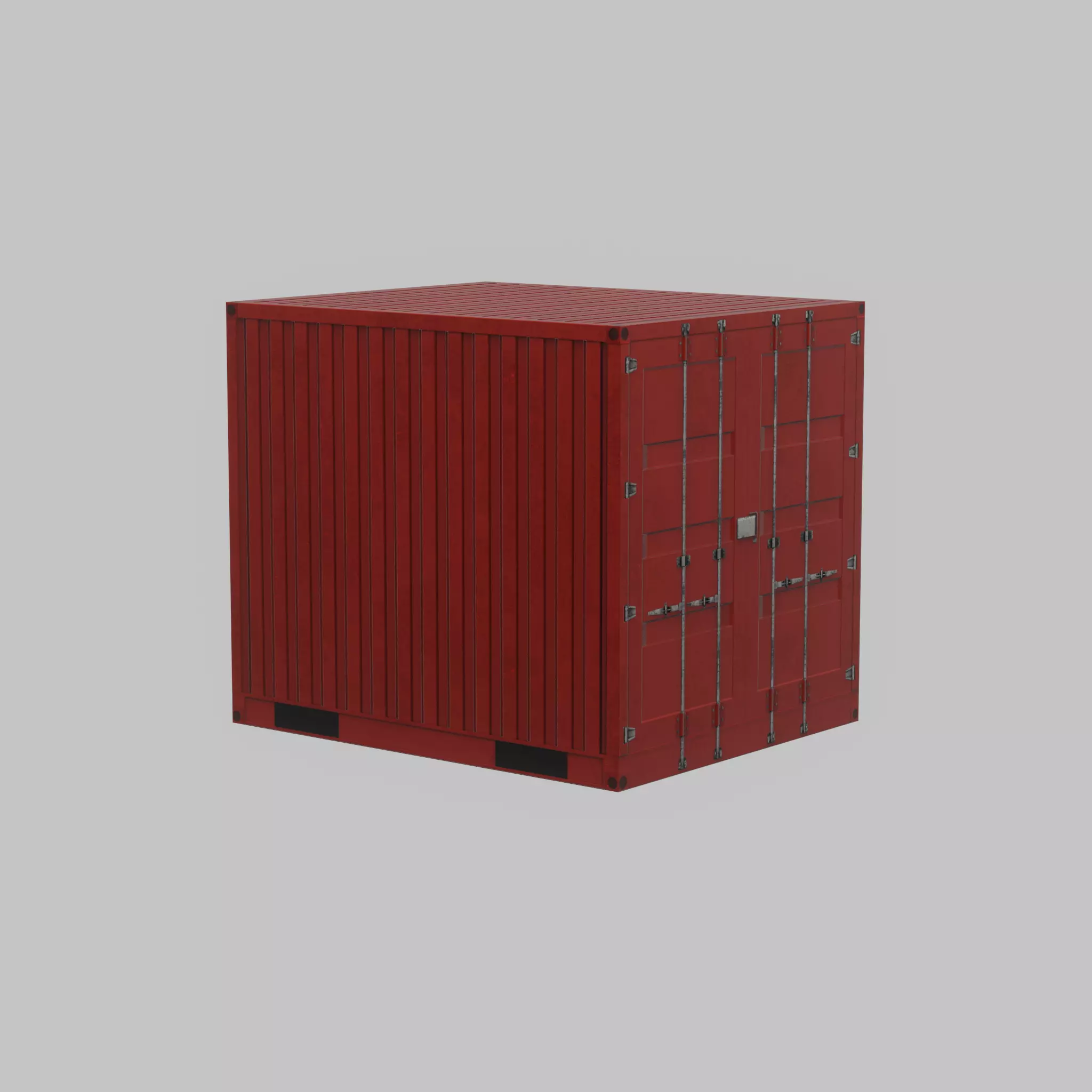 Shipping-cargo-Container traffic red 10ft Low-poly 3D model_51
