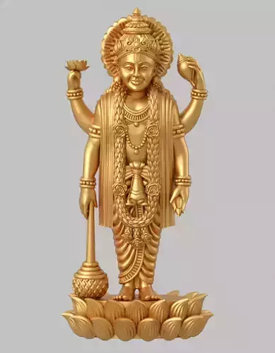 Golden Lord Vishnu 4-Armed Statue 