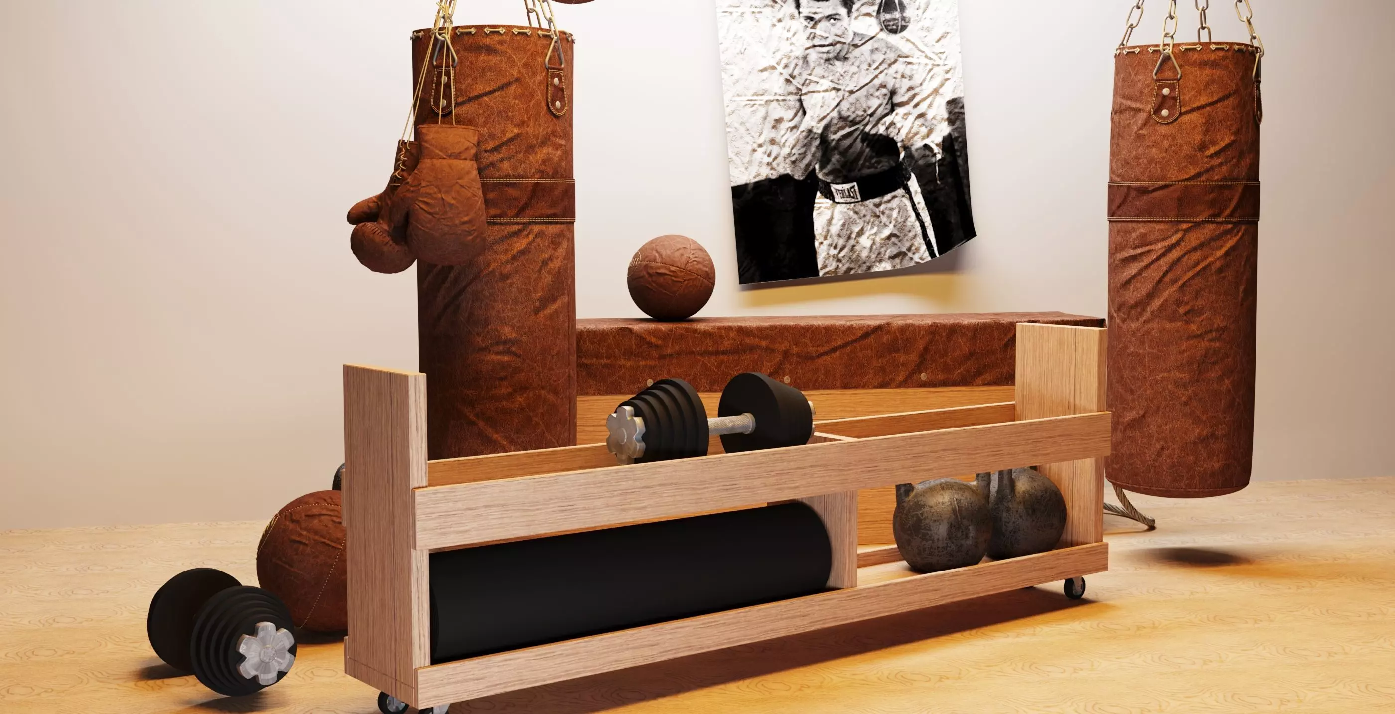 Vintage Boxing Gym Equipment 3D model