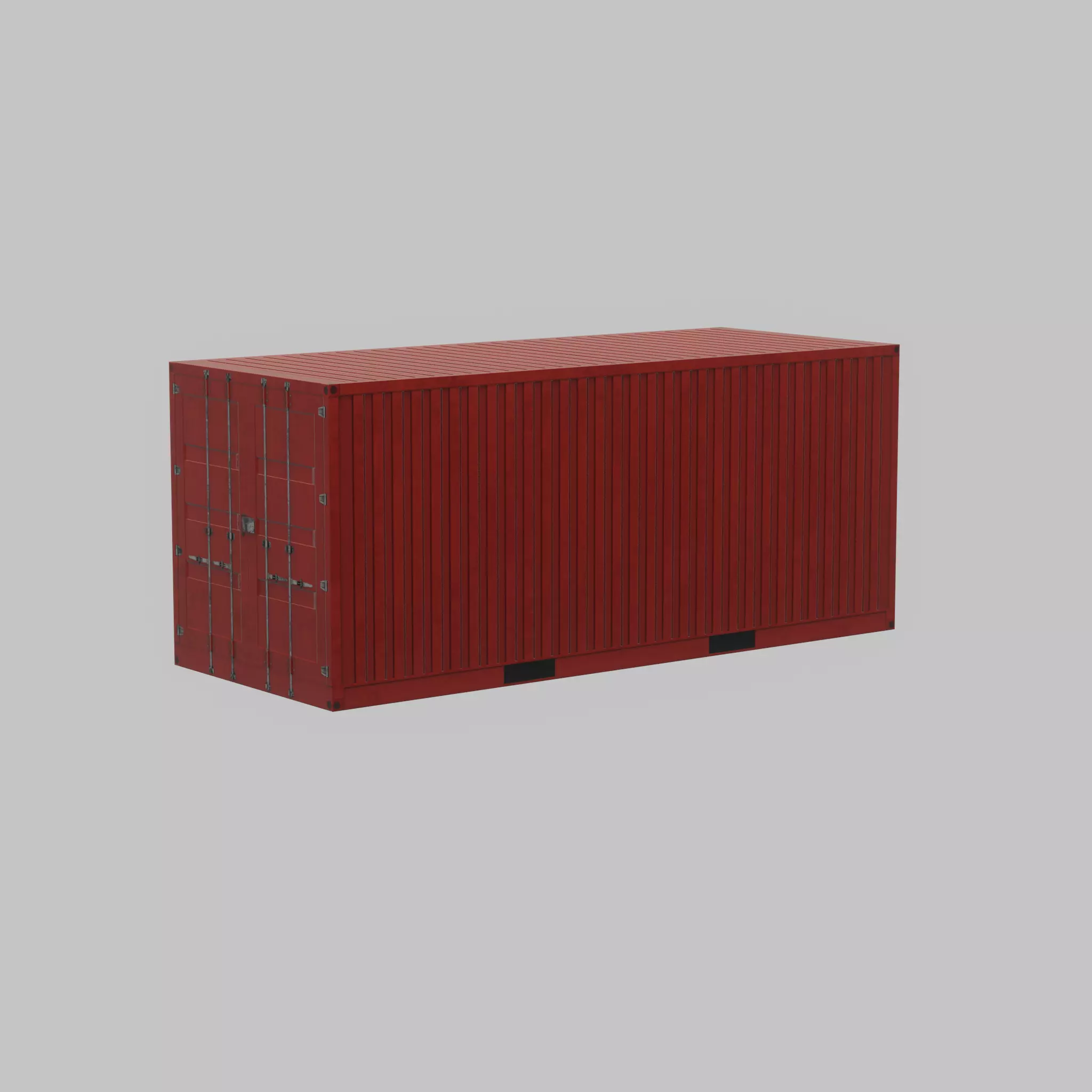 Overseas container traffic red 20ft Low-poly 3D model_49