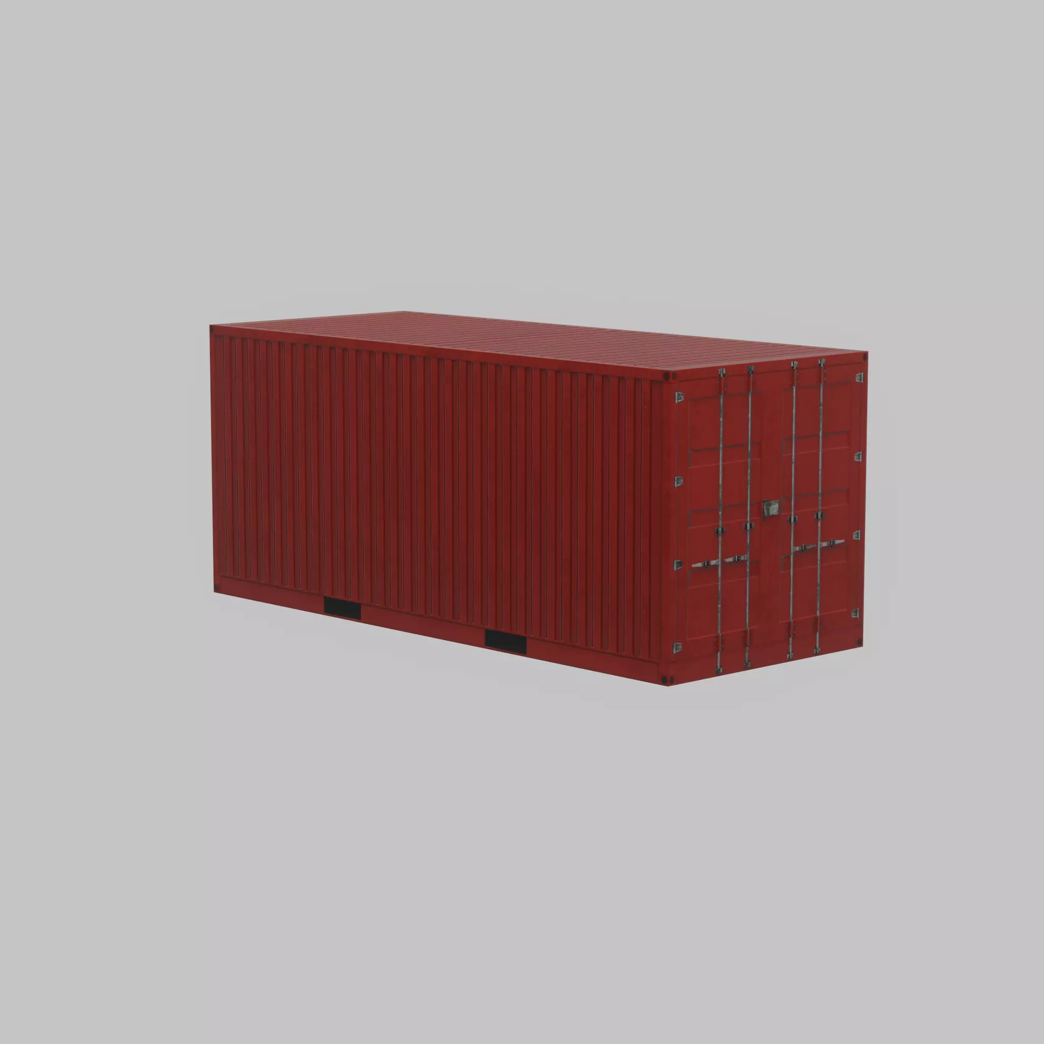 Overseas container traffic red 20ft Low-poly 3D model_36