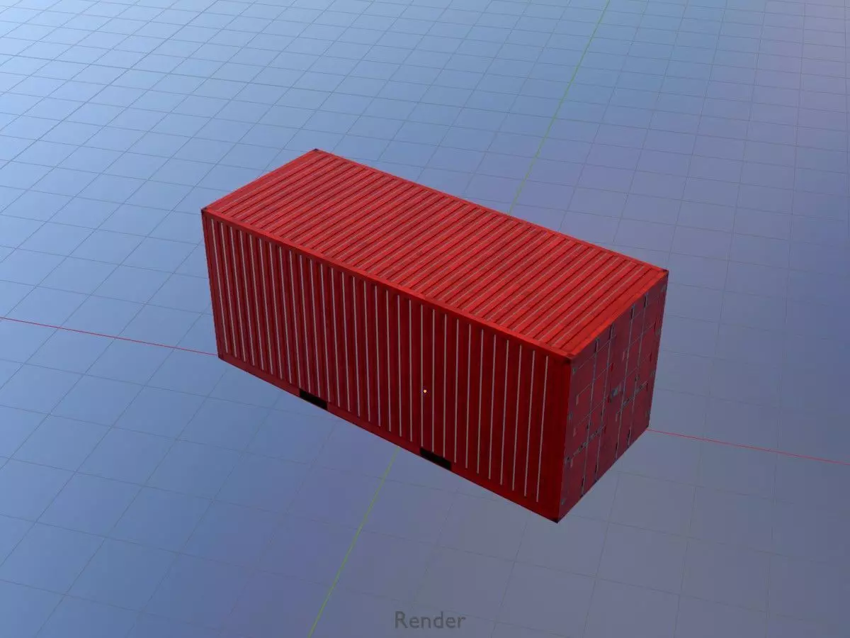 Overseas container traffic red 20ft Low-poly 3D model_20