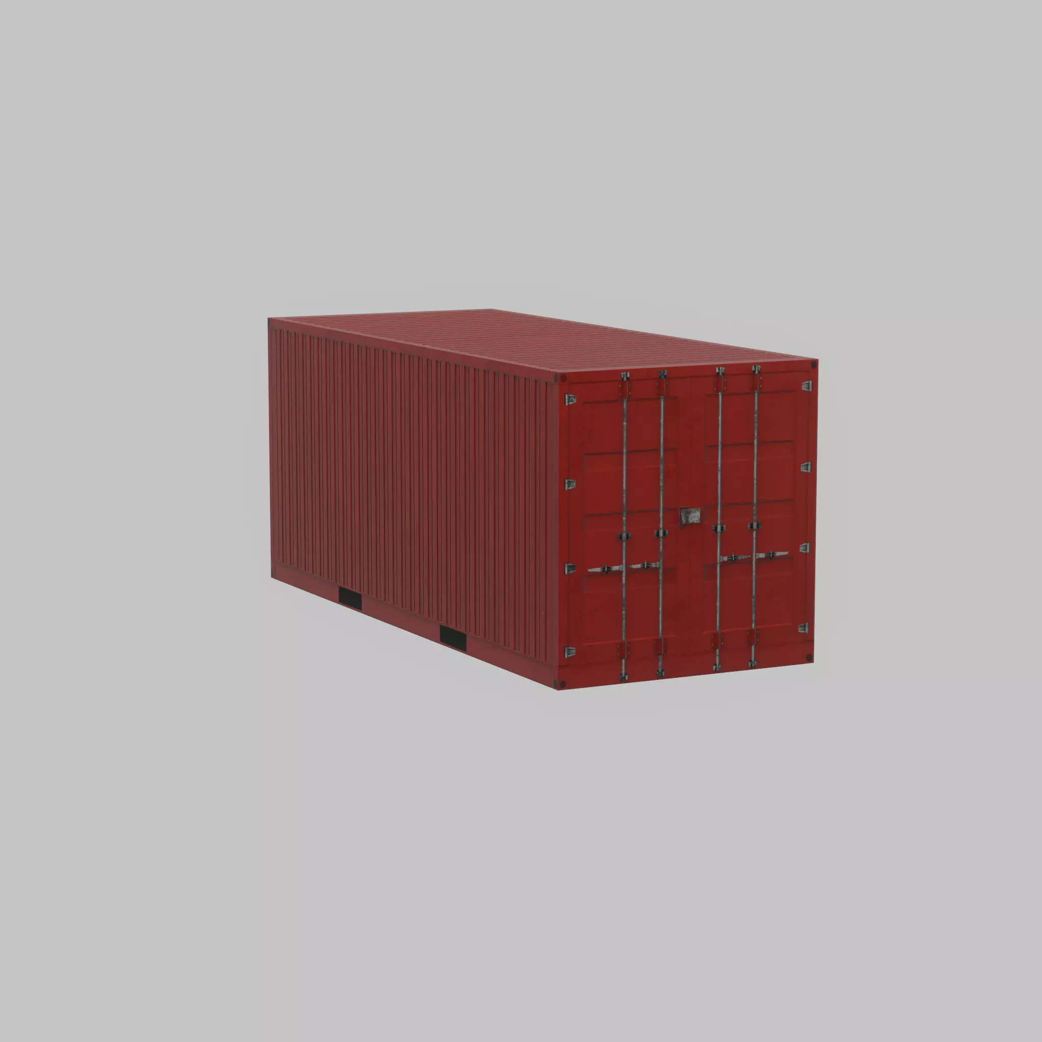 Overseas container traffic red 20ft Low-poly 3D model_27