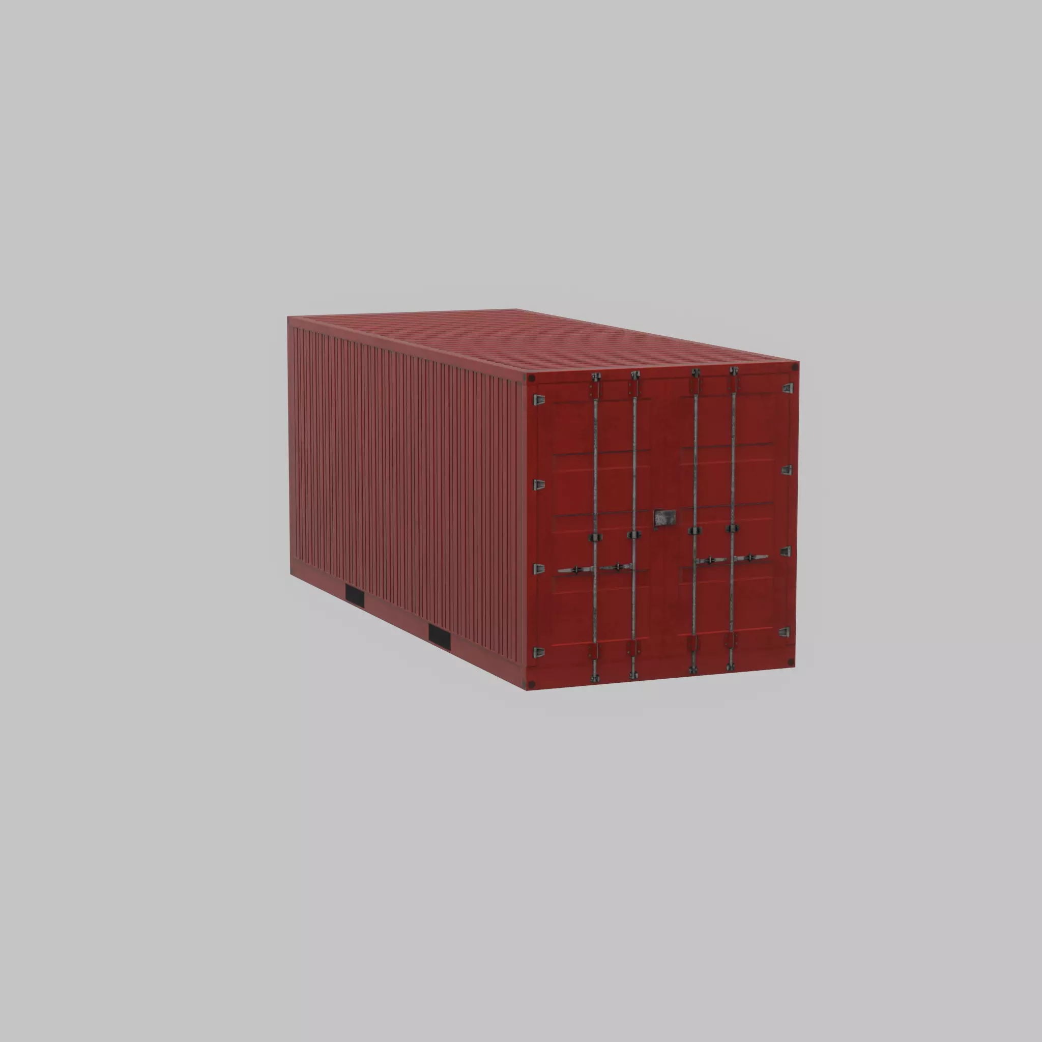 Overseas container traffic red 20ft Low-poly 3D model_42