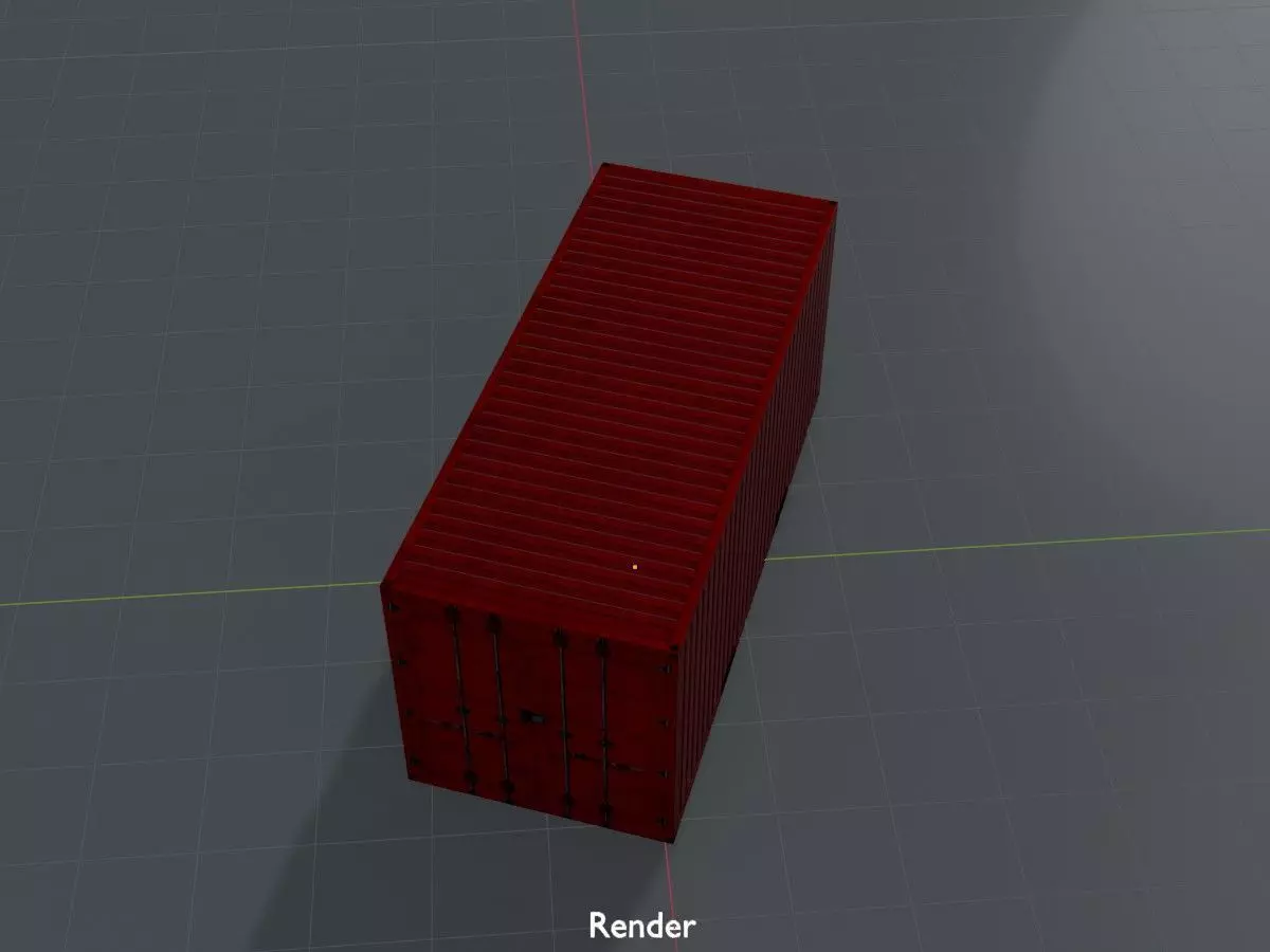Overseas container traffic red 20ft Low-poly 3D model_17