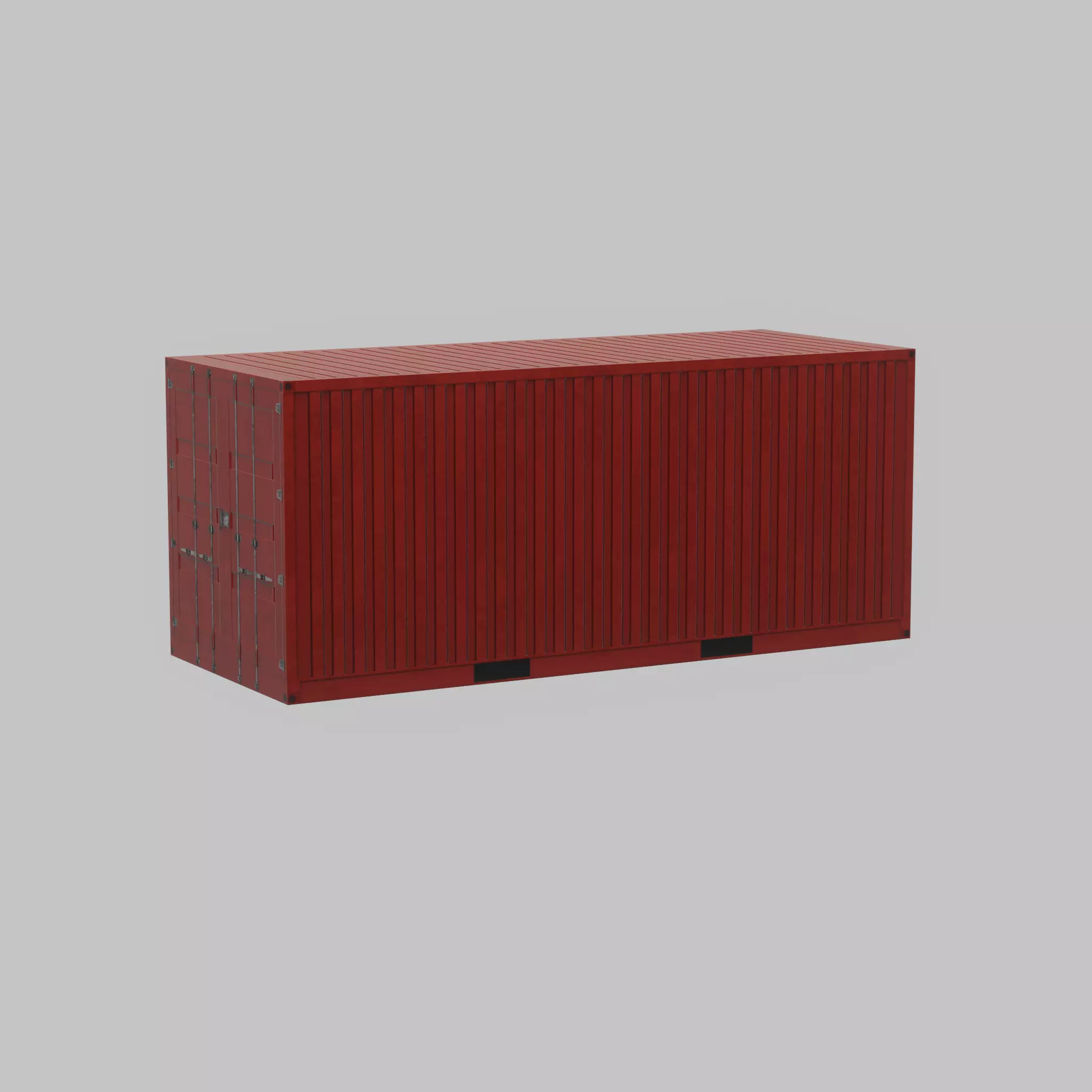 Overseas container traffic red 20ft Low-poly 3D model_38