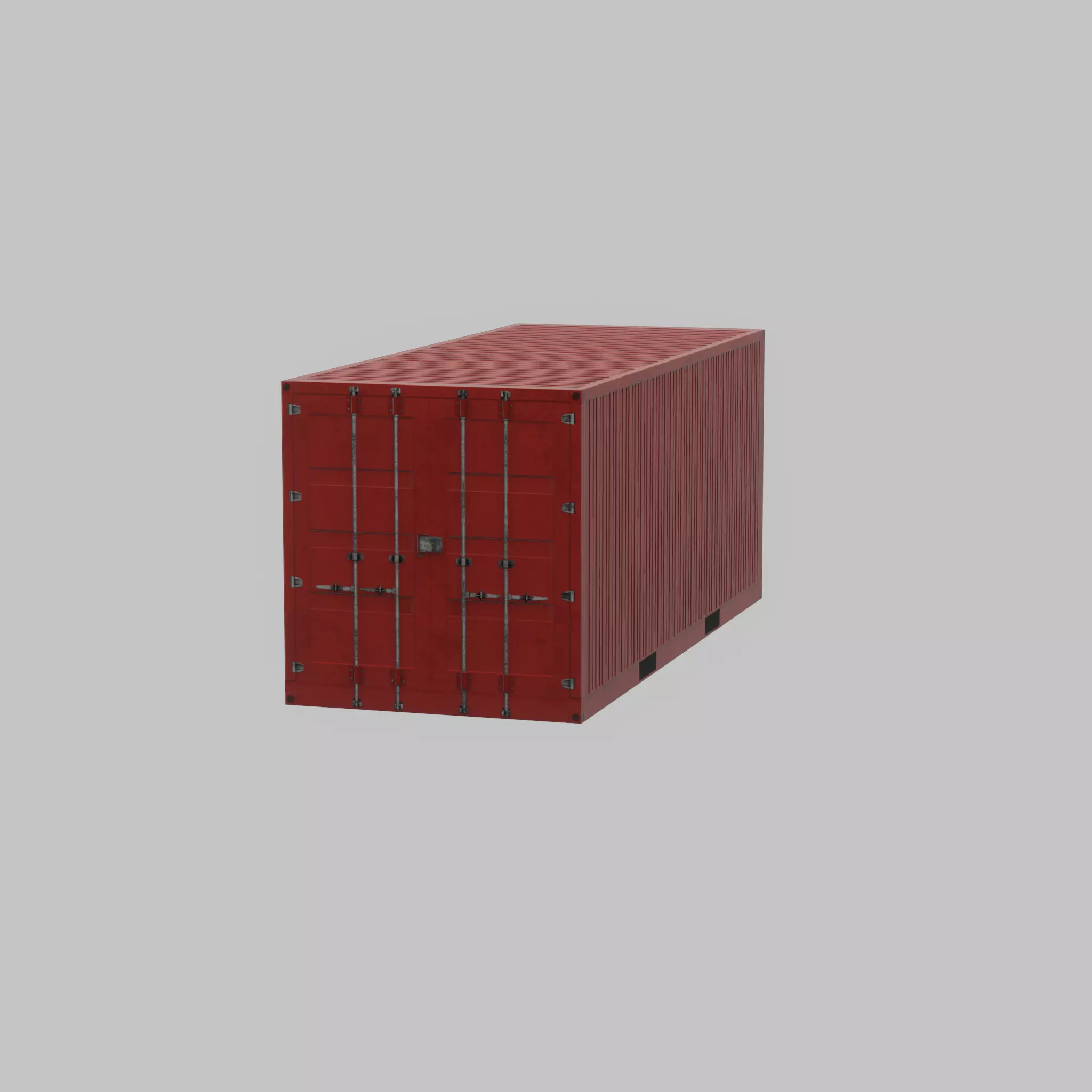 Overseas container traffic red 20ft Low-poly 3D model_52