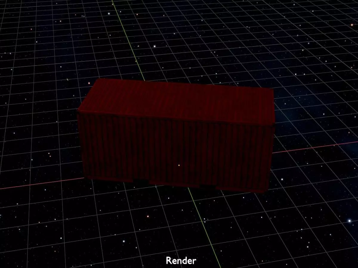 Overseas container traffic red 20ft Low-poly 3D model_18