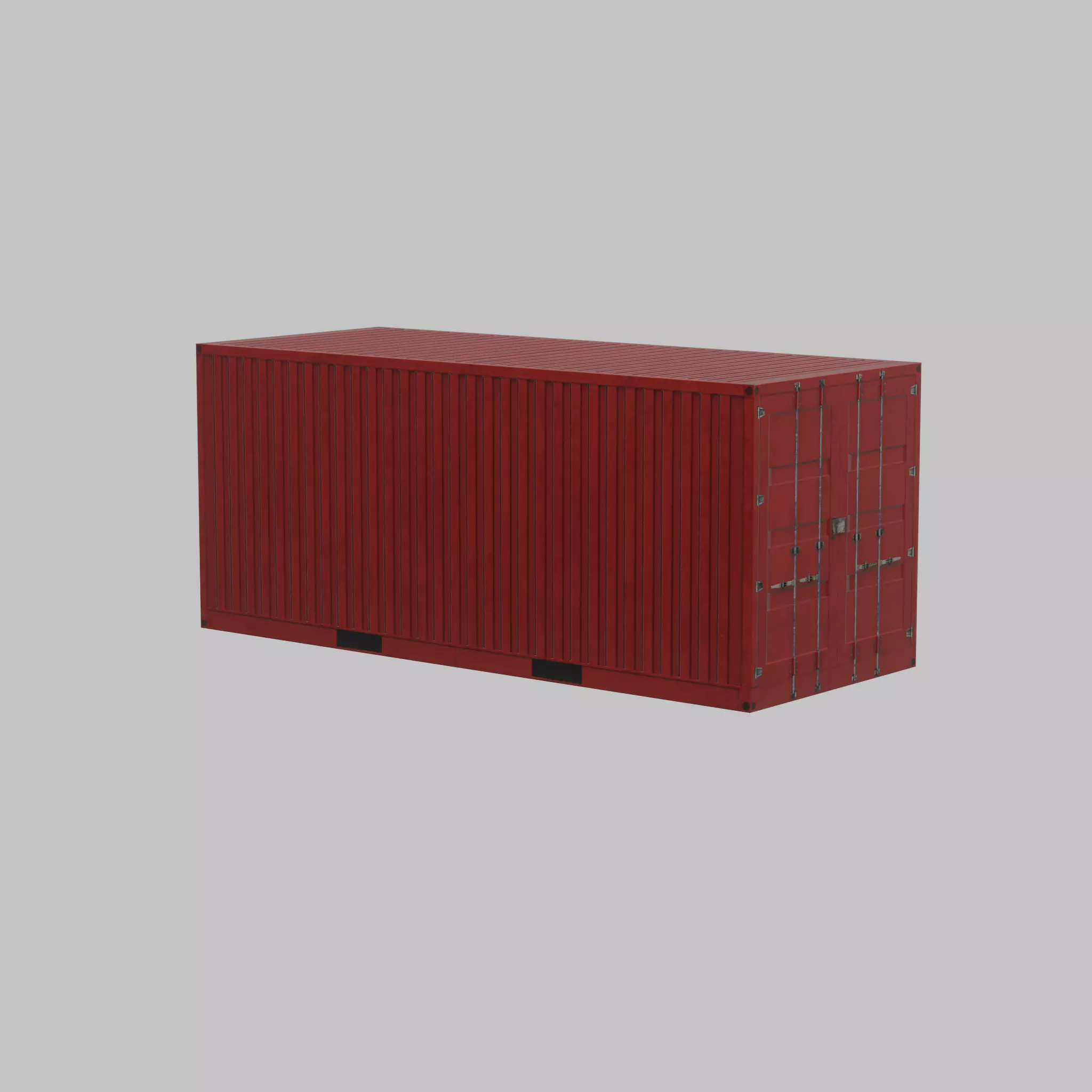 Overseas container traffic red 20ft Low-poly 3D model_46