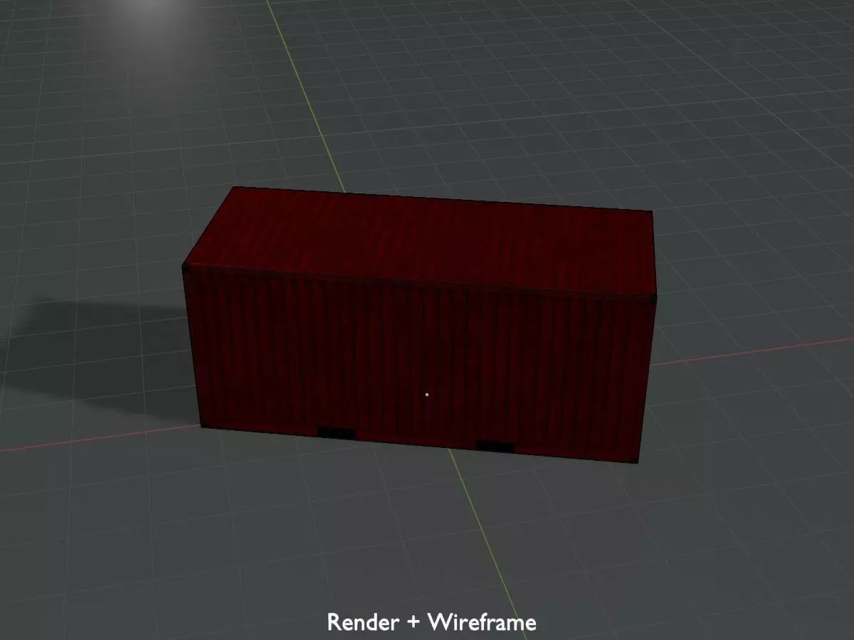 Overseas container traffic red 20ft Low-poly 3D model_9