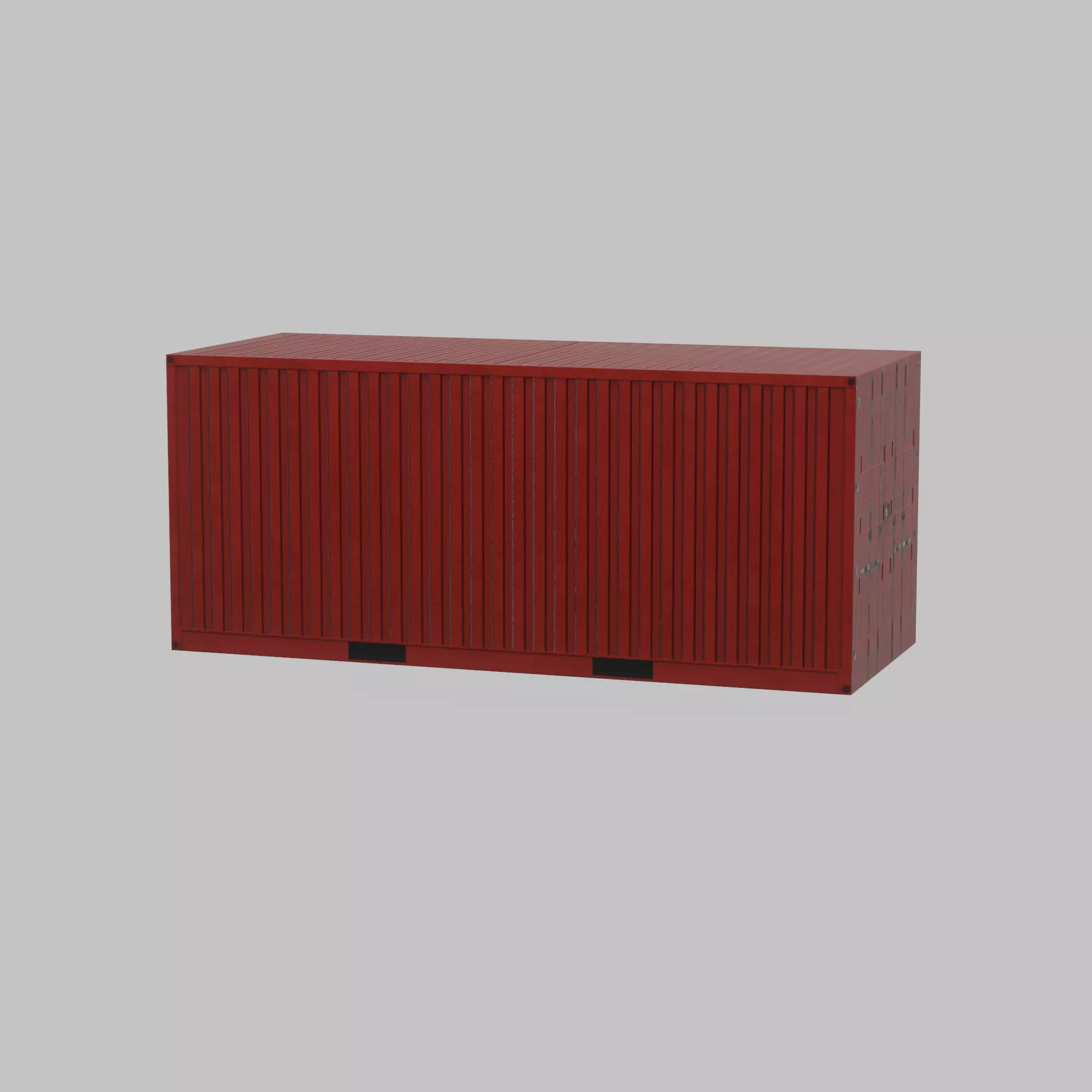 Overseas container traffic red 20ft Low-poly 3D model_53