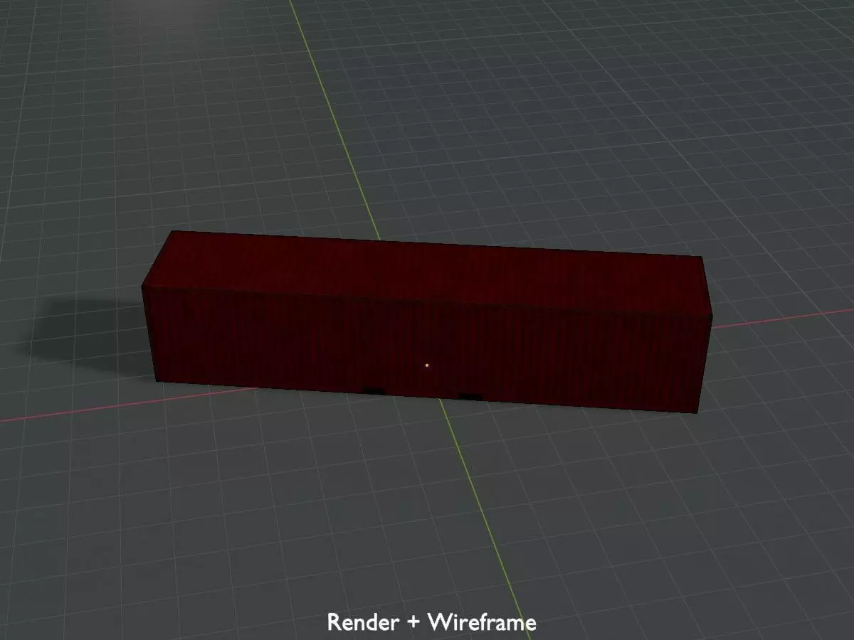 Cargo Container traffic red 40ft Low-poly 3D model_9